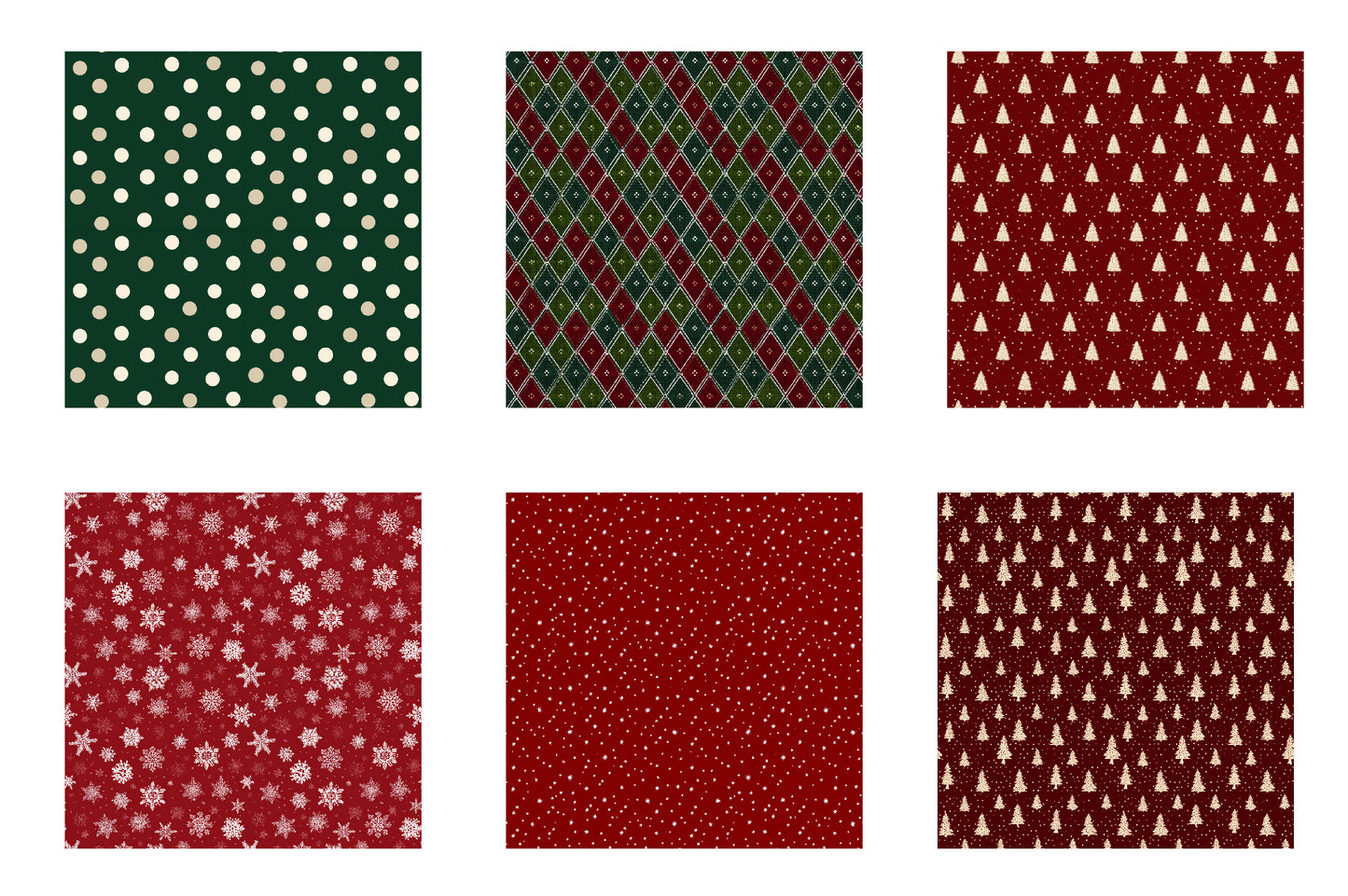 Christmas Digital Paper Bundle | Watercolor Christmas Scrapbook Papers | Holiday Seamless Backgrounds