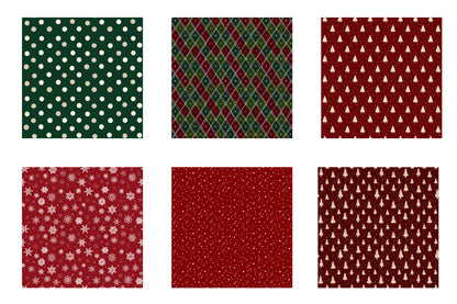 Christmas Digital Paper Bundle | Watercolor Christmas Scrapbook Papers | Holiday Seamless Backgrounds
