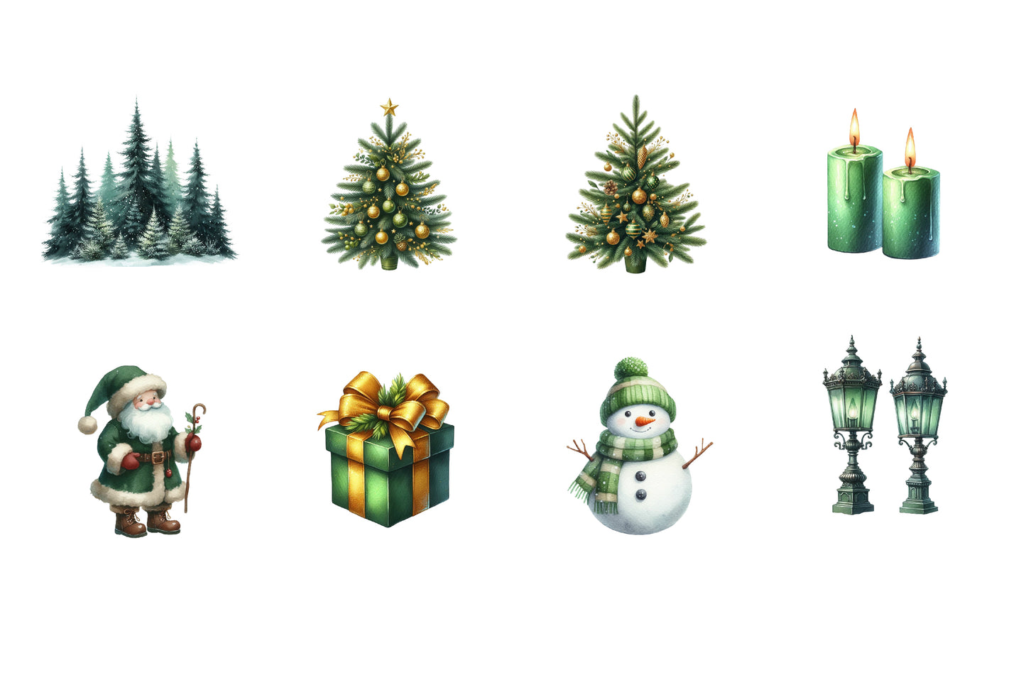 Christmas Clipart Bundle PNG | Watercolor Holiday Clipart Collection | Festive Christmas Sublimation PNG