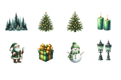 Christmas Clipart Bundle PNG | Watercolor Holiday Clipart Collection | Festive Christmas Sublimation PNG