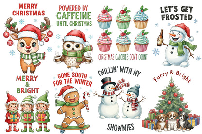 Vintage Christmas Sublimation Quotes PNG Bundle | Funny Christmas Clipart | Retro Holiday Designs