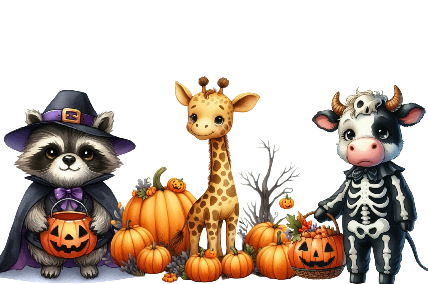 Halloween Animals Clipart PNG Bundle | Cute Spooky Animal PNG, Halloween Animal Clipart