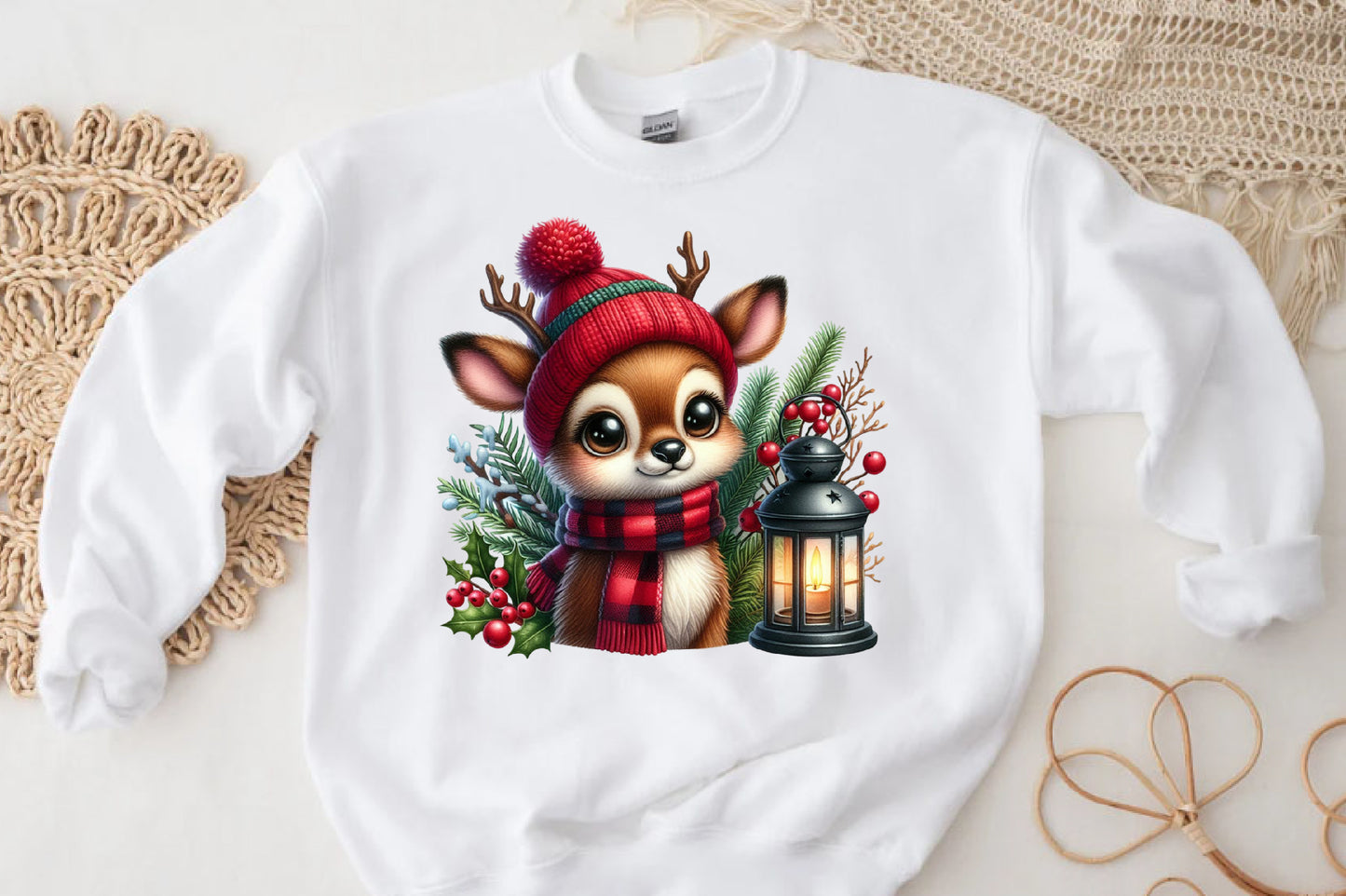 Watercolor Christmas Winter Deer Clipart PNG Bundle | Cute Reindeer Deer Holiday Designs
