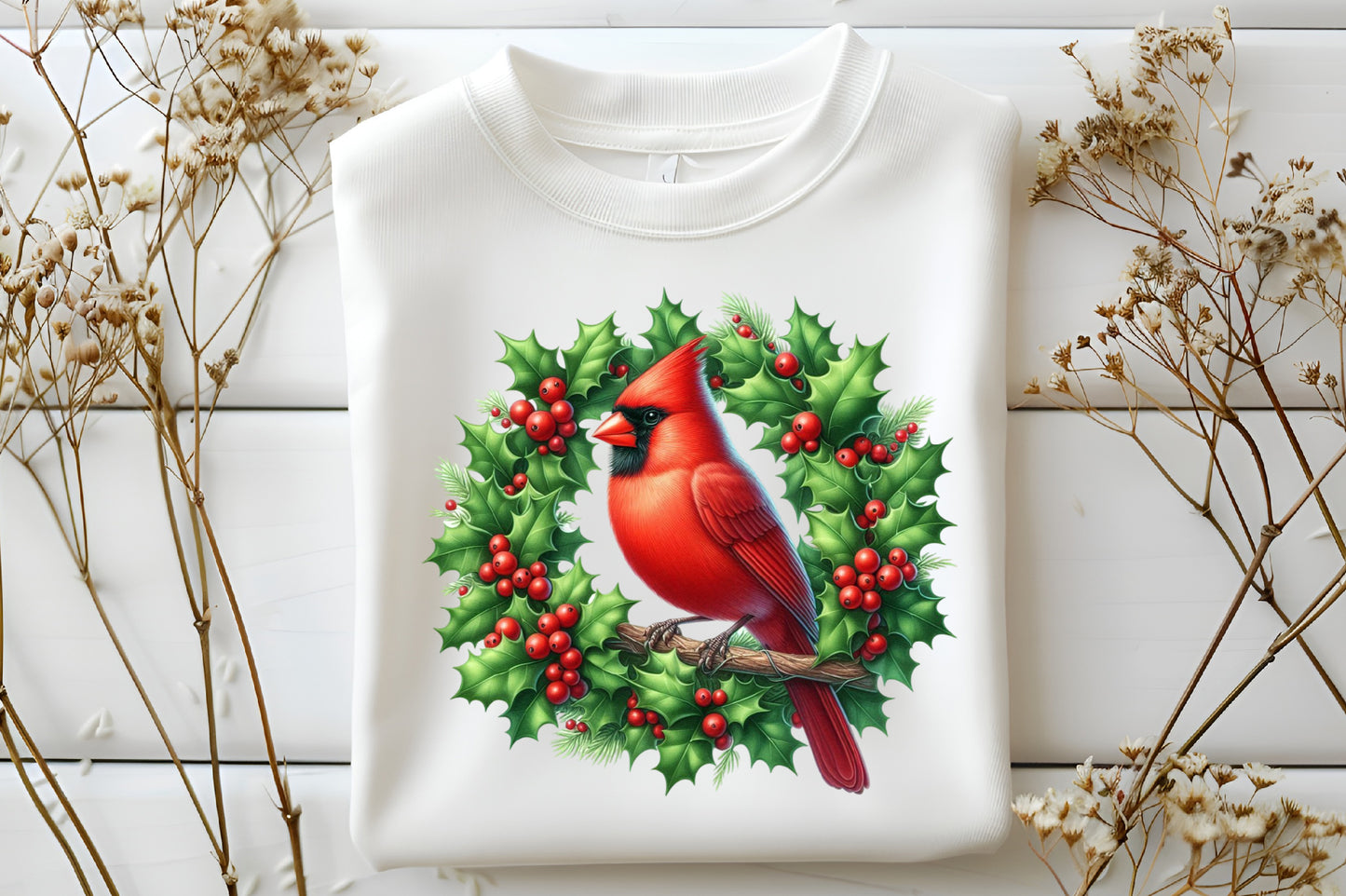 Watercolor Christmas Red Cardinal Clipart PNG Bundle | Winter Cardinal Birds & Holiday Decor