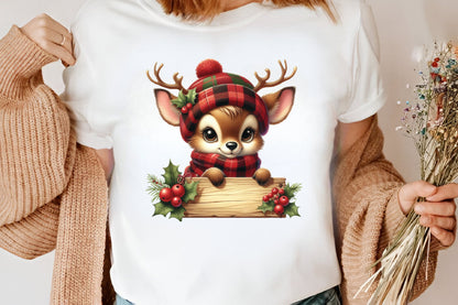 Watercolor Christmas Winter Deer Clipart PNG Bundle | Cute Reindeer Deer Holiday Designs