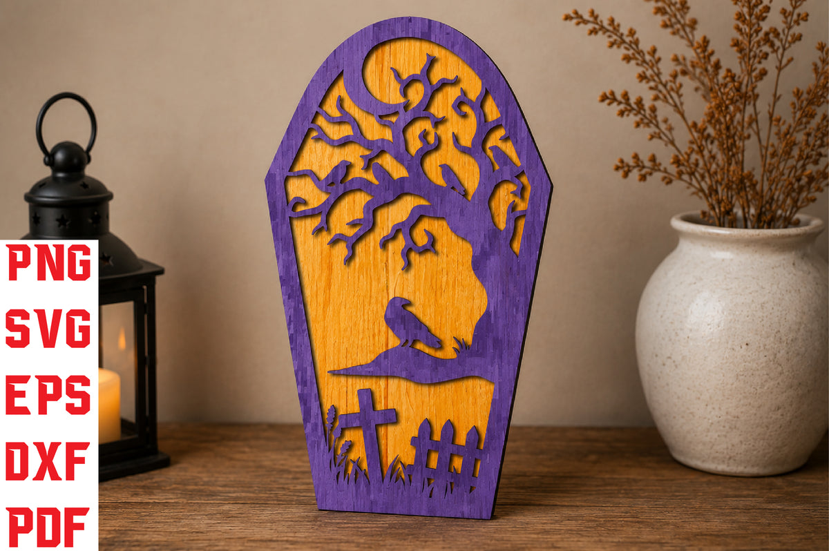 Halloween Haunted Graveyard Coffin SVG