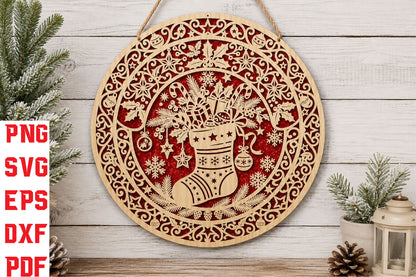 Christmas Stocking Ornament Laser Cut SVG