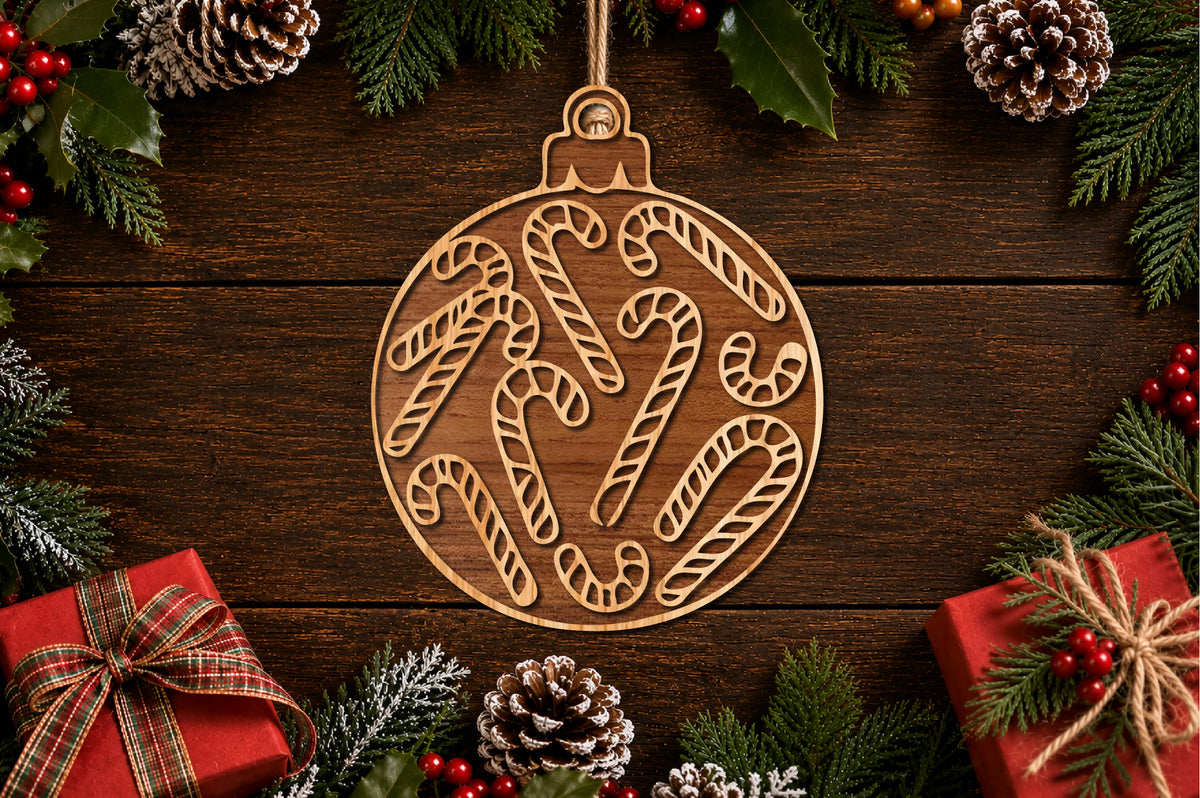 Christmas Candy Cane Ornament Laser Cut SVG