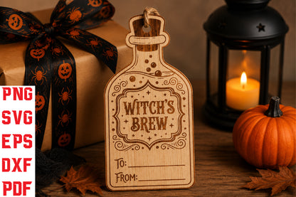 Witch's Brew Halloween Gift Tag SVG