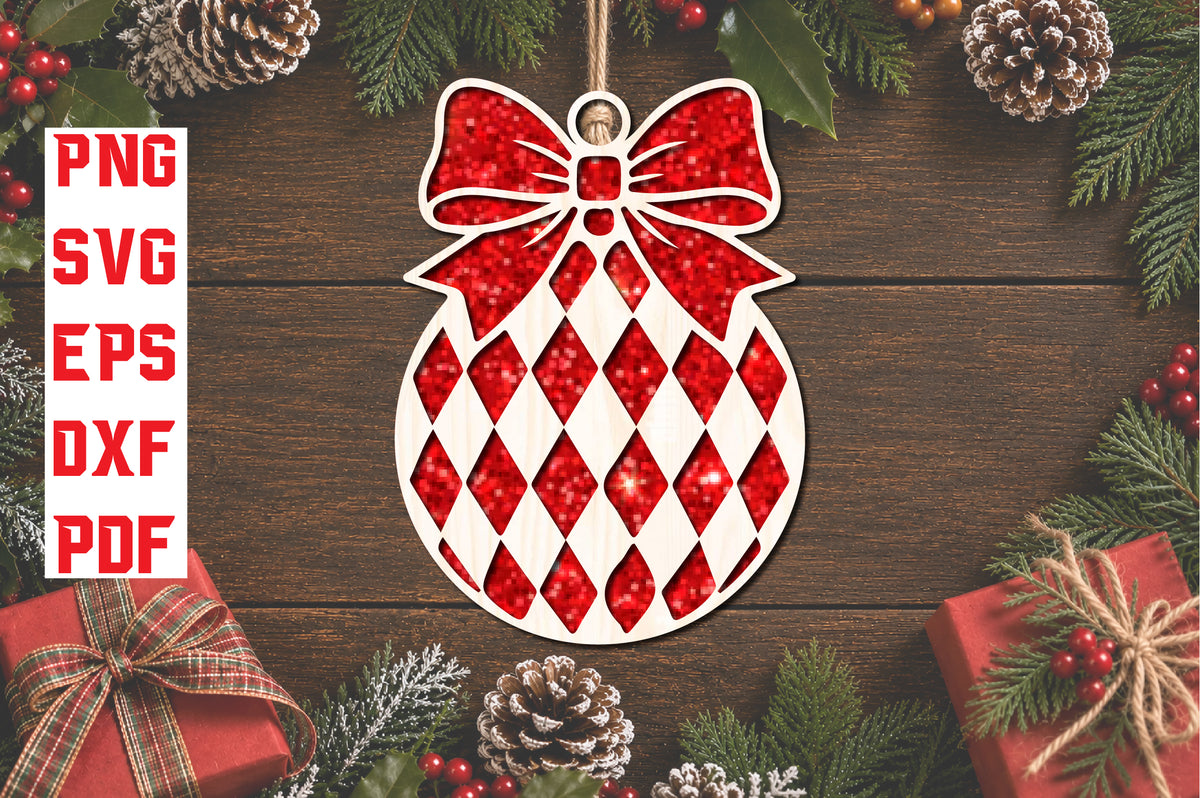Christmas Bow Ornament Laser Cut SVG
