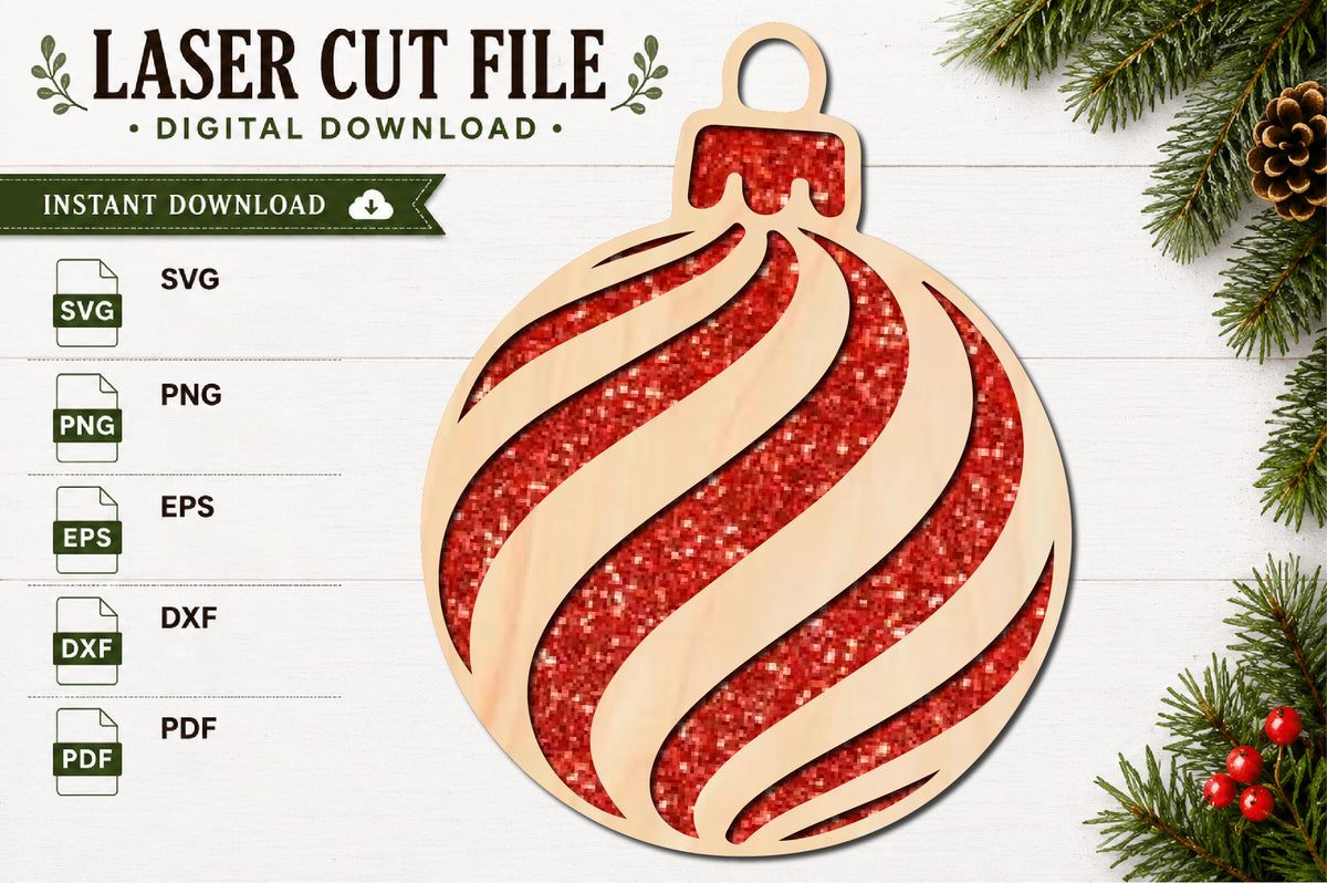 Christmas Swirl Ornament Laser Cut SVG