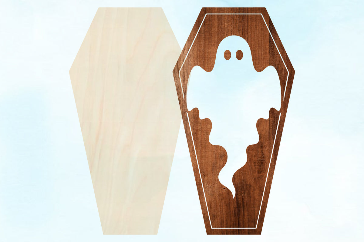 Halloween Ghost Coffin SVG, Spooky Ghost Laser Cut File