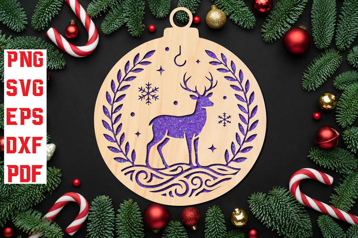 Christmas Reindeer Ornament Laser Cut SVG