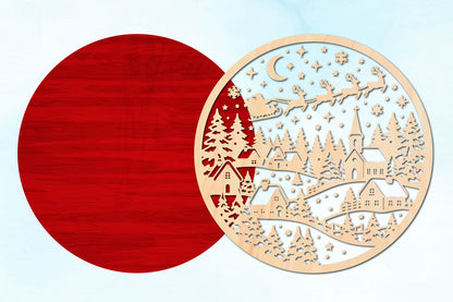 Christmas Village Santa Sleigh Laser Cut SVG