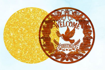 Christmas Dove Welcome Sign SVG