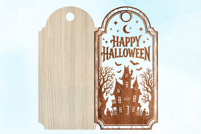 Happy Halloween Haunted House Gift Tag SVG