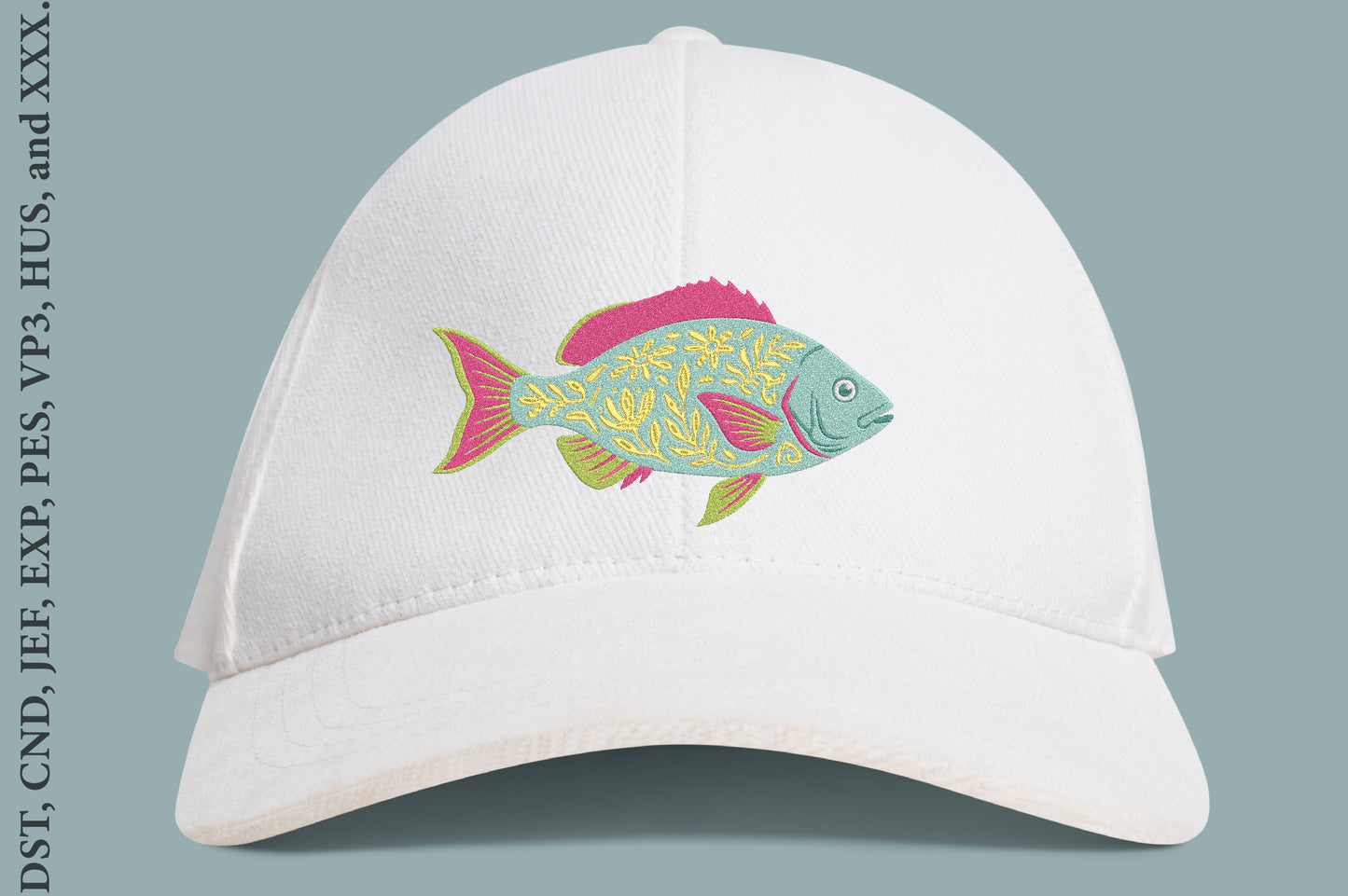 Preppy Fish Embroidery Design – Cute Nautical Fish Machine Embroidery Pattern, Classic Coastal Sea Life Embroidery Design
