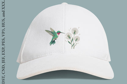Hummingbird Embroidery Design – Beautiful Hummingbird Machine Embroidery Pattern, Elegant Bird & Nature Embroidery Design