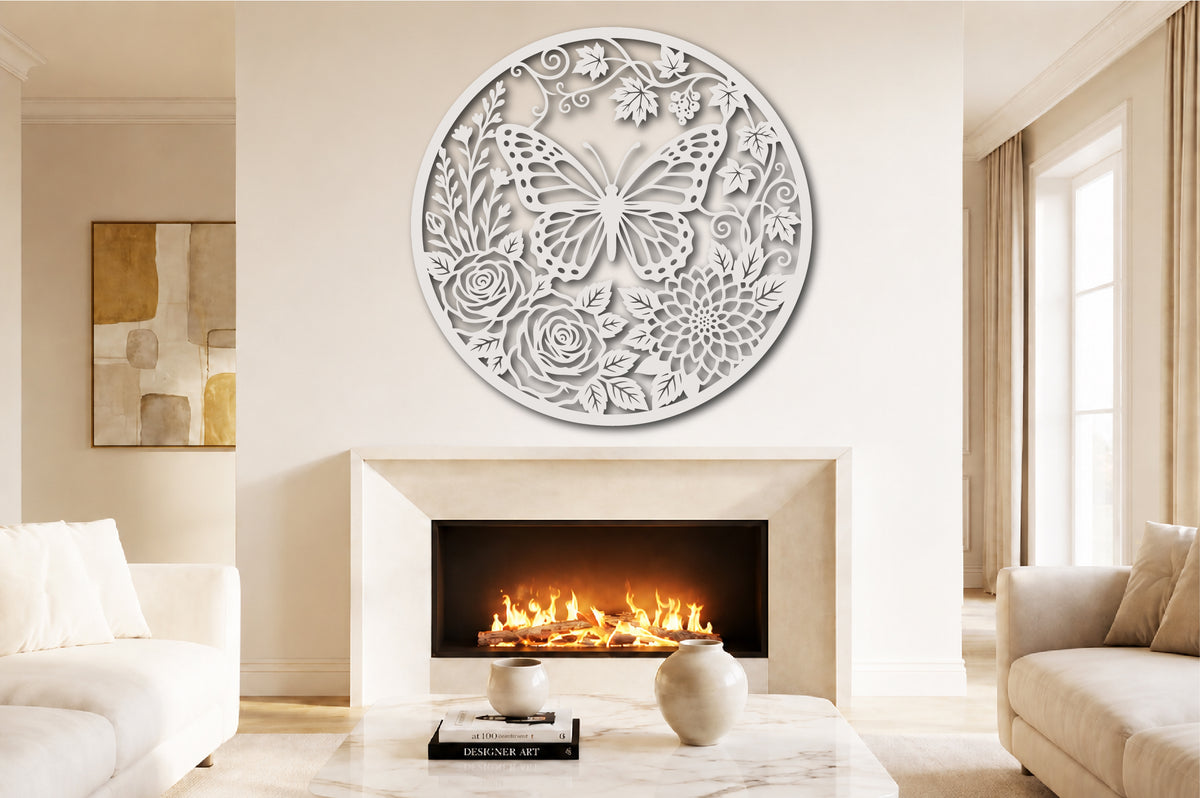 Butterfly Floral Mandala Wall Art SVG