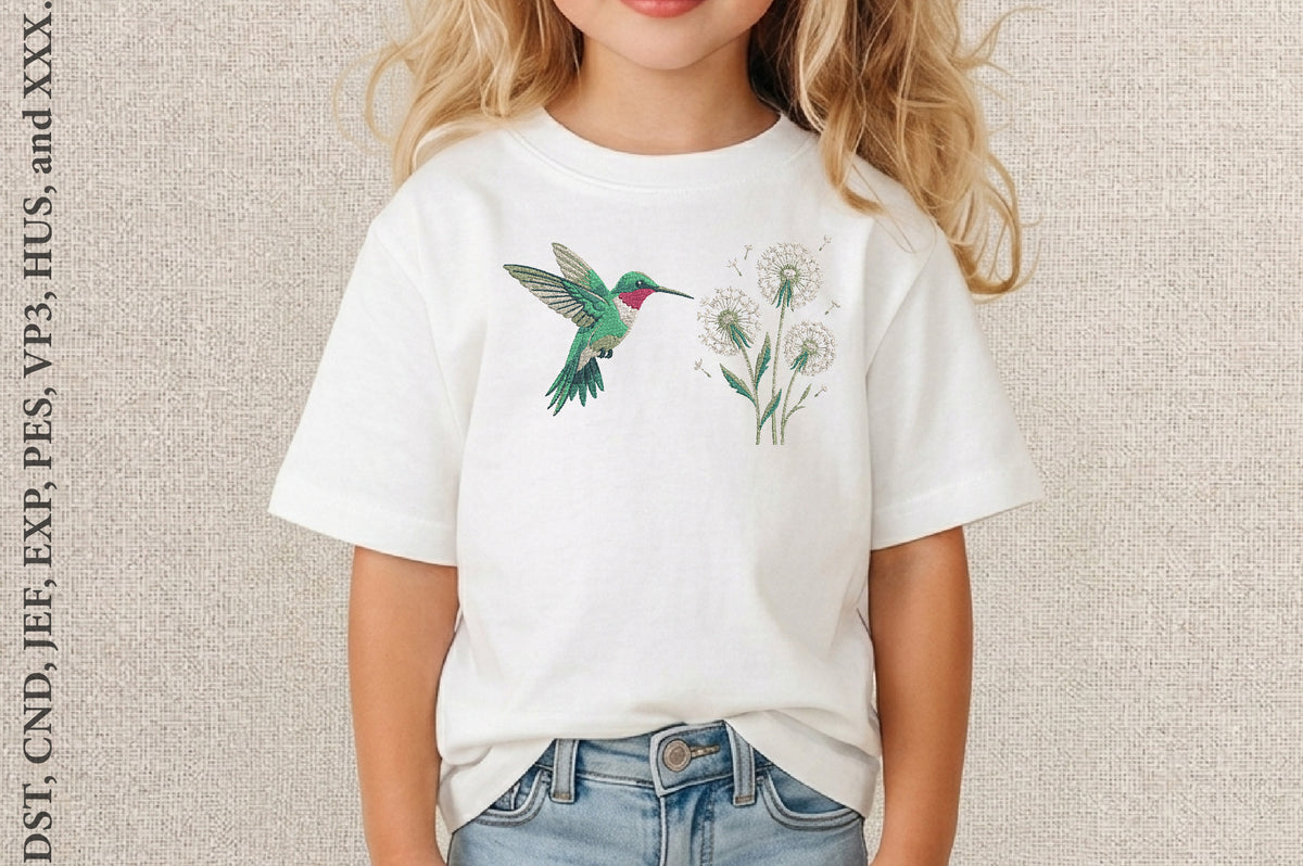Hummingbird Embroidery Design – Beautiful Hummingbird Machine Embroidery Pattern, Elegant Bird & Nature Embroidery Design