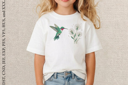 Hummingbird Embroidery Design – Beautiful Hummingbird Machine Embroidery Pattern, Elegant Bird & Nature Embroidery Design