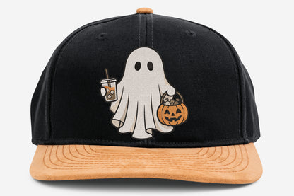 Ghost with Iced Coffee Embroidery Design – Cute Halloween Ghost Coffee Machine Embroidery Pattern, Spooky Autumn Drink Embroidery Design