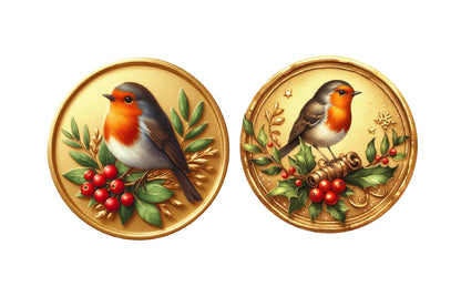 Christmas Golden Wax Seal Sublimation PNG Bundle | Watercolor Elegant Holiday Wax Seal Clipart | Festive Christmas PNG
