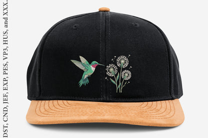 Hummingbird Embroidery Design – Beautiful Hummingbird Machine Embroidery Pattern, Elegant Bird & Nature Embroidery Design
