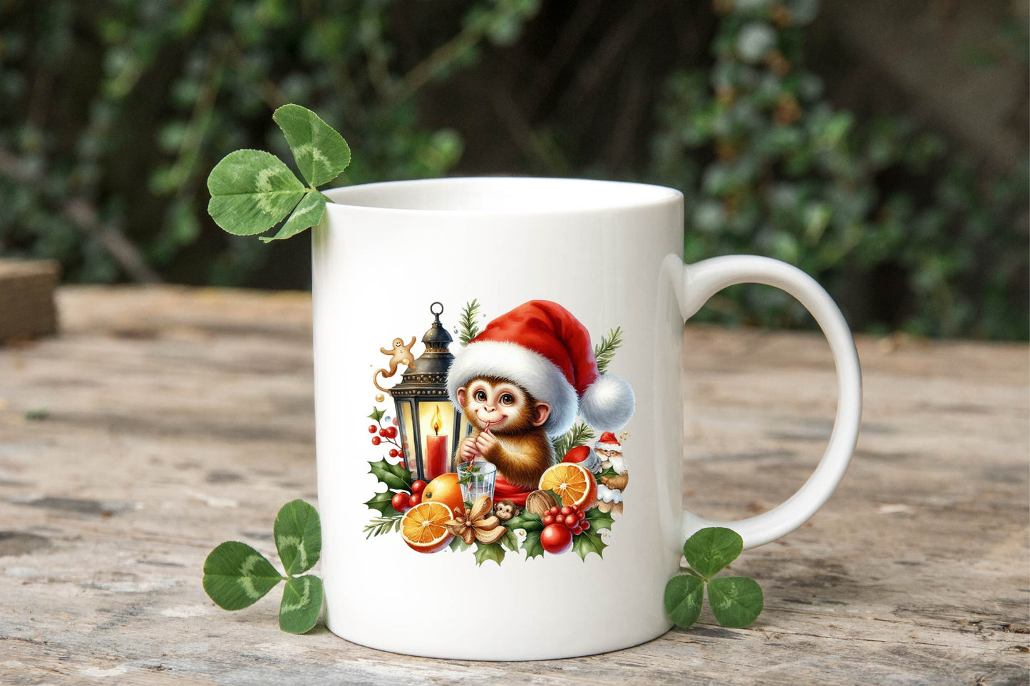 Christmas Monkey Watercolor Clipart PNG Bundle