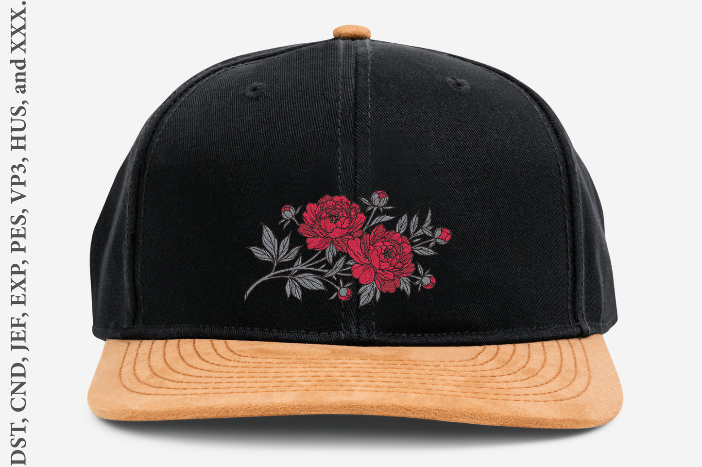 Peony Embroidery Design – Beautiful Peony Flower Machine Embroidery Pattern, Elegant Floral Botanical Embroidery Design
