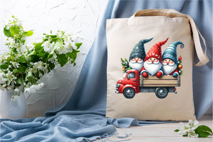 28 Christmas Gnome Clipart Bundle PNG, Christmas Gnomes Truck Sublimation