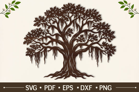 Hanging Roots Tree Laser Cut SVG