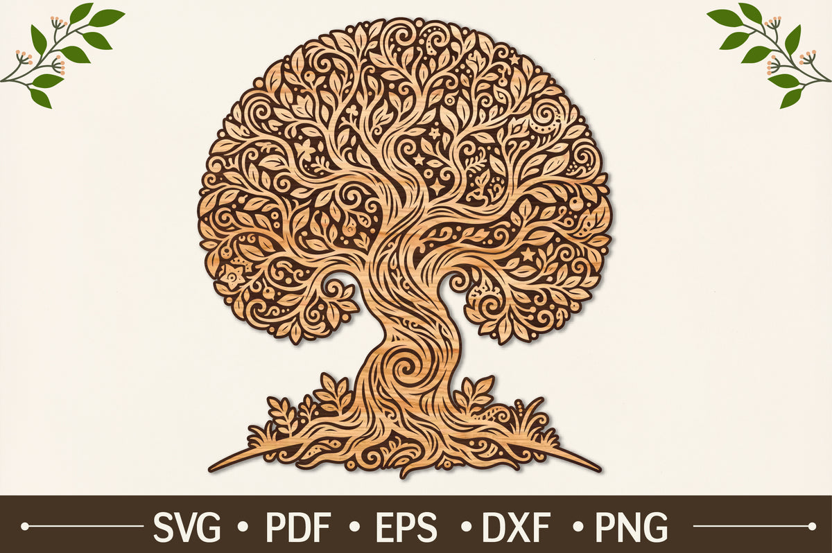 Ornate Tree of Life SVG Cut File