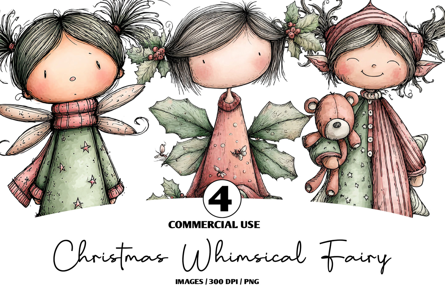 Christmas Whimsical Fairy Clipart PNG