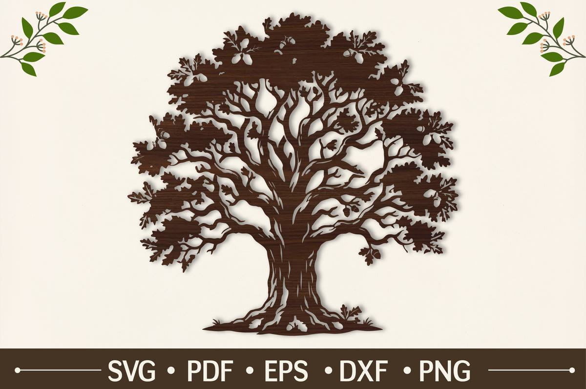 Oak Tree Laser Cut SVG
