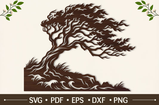 Windswept Tree Laser Cut SVG