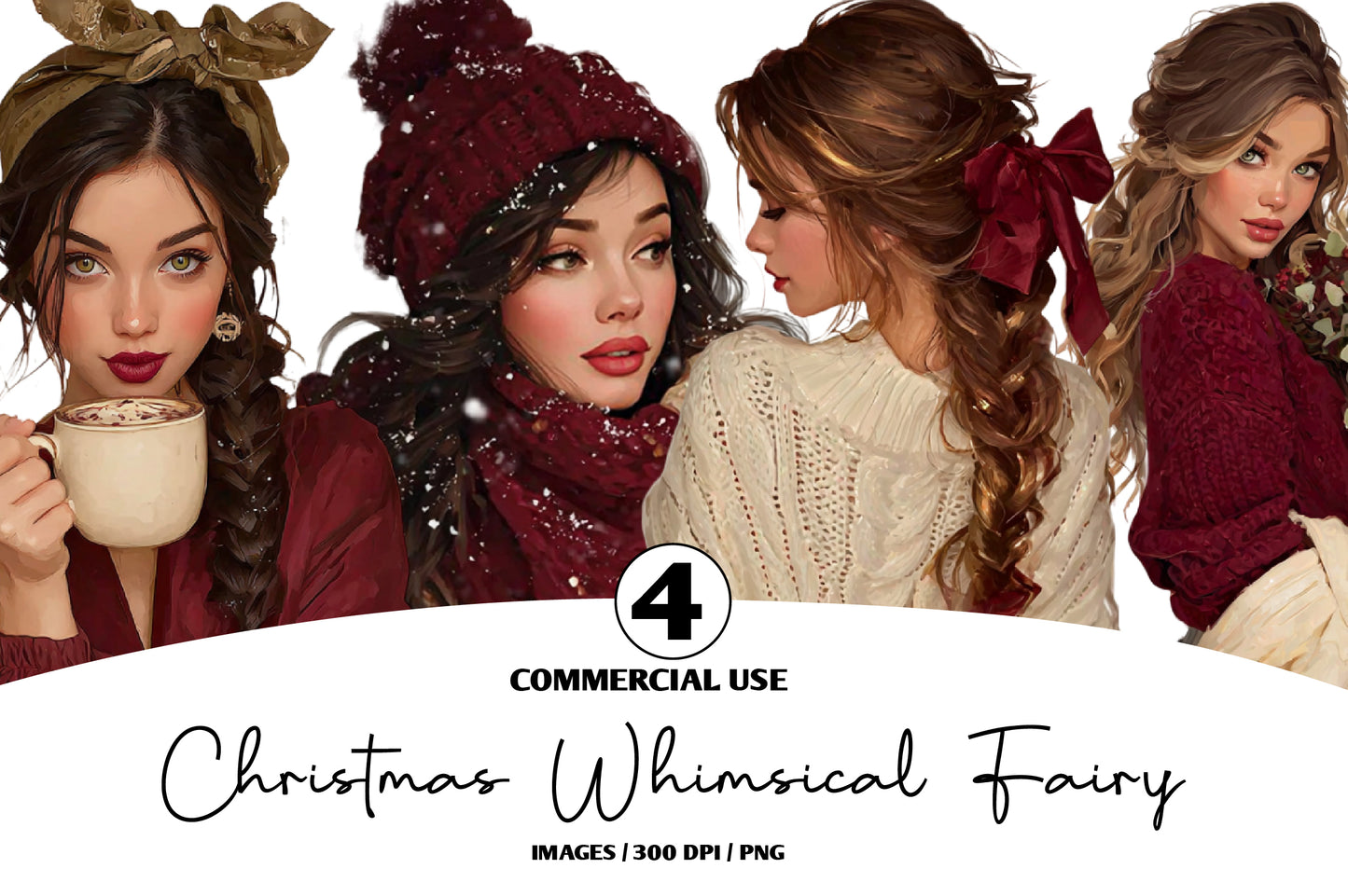 Christmas Cozy Winter Women Clipart PNG