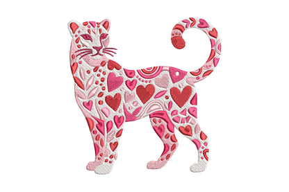 Heart Leopard Embroidery Design – Cute Leopard Print Heart Machine Embroidery Pattern, Trendy Animal Print Embroidery Design