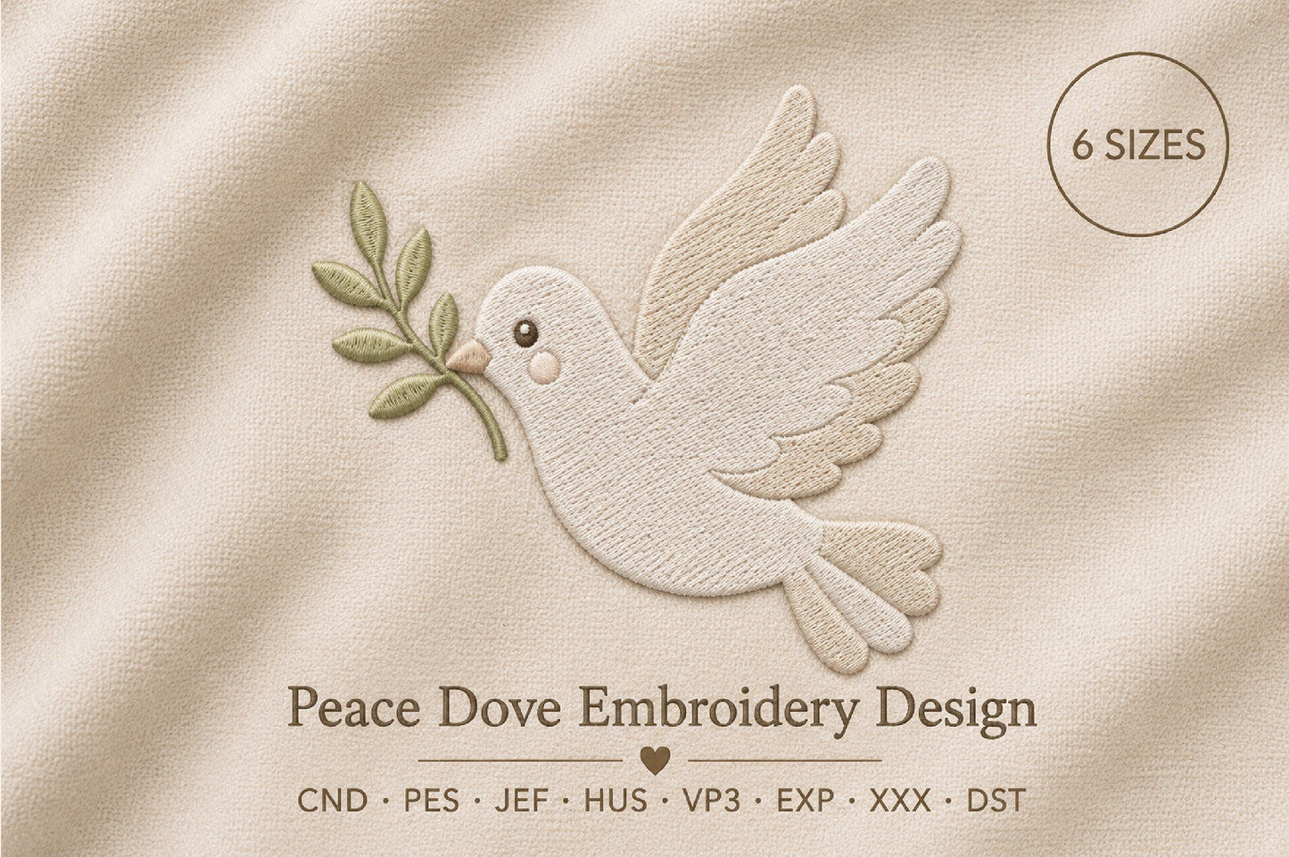 Peace Dove Embroidery Design – Elegant Dove Bird Machine Embroidery Pattern, Symbol of Peace Embroidery Design