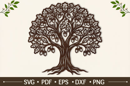 Oak Tree Acorn SVG Laser Cut