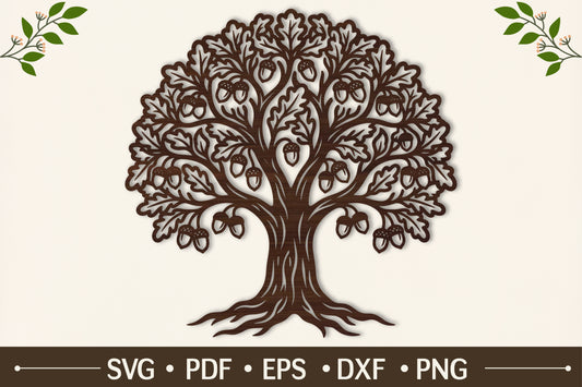 Oak Tree Acorn SVG Laser Cut
