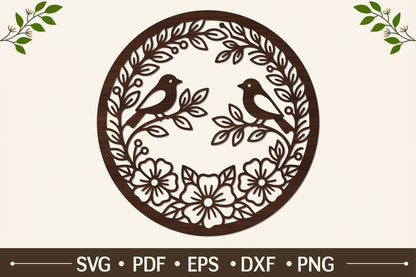 Love Birds Floral Circle SVG