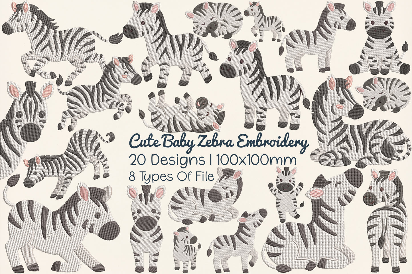 Cute Baby Zebra Embroidery Design – Adorable Zebra Machine Embroidery Pattern, Sweet Safari Animal Embroidery Design