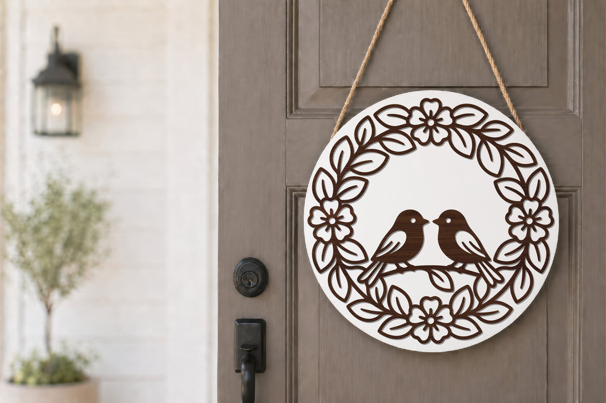 Love Birds Floral Wreath SVG