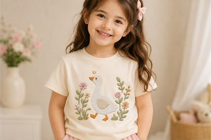 Cute Goose Embroidery Design – Adorable Goose Machine Embroidery Pattern, Sweet Farm Bird Embroidery Design