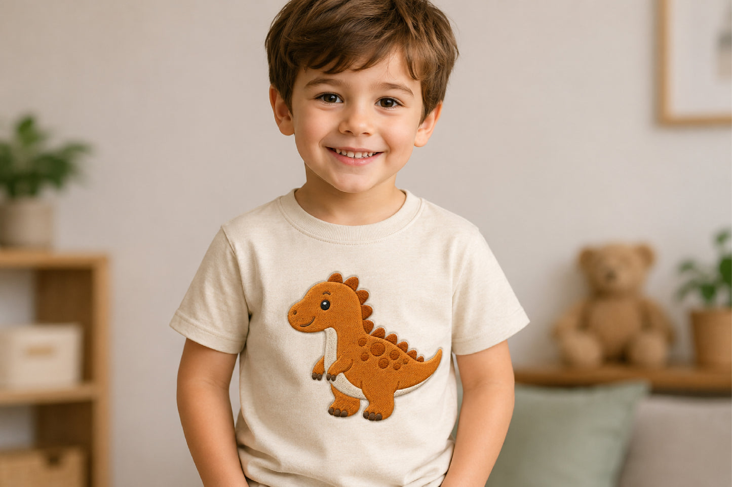 Cute T Rex Embroidery Design – Adorable Tyrannosaurus Rex Machine Embroidery Pattern, Fun Dinosaur Embroidery Design