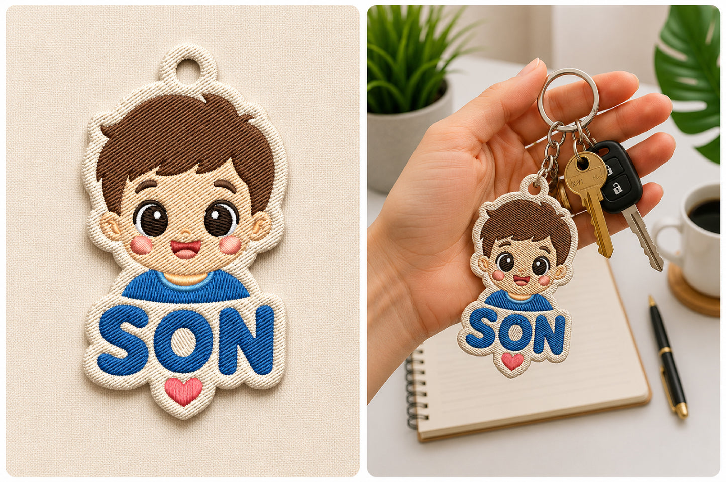 Family Keychain Embroidery Bundle – Cute Family Love Machine Embroidery Designs