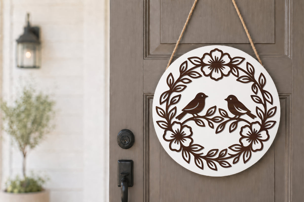 Love Birds Floral Wreath SVG