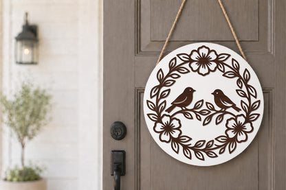 Love Birds Floral Wreath SVG