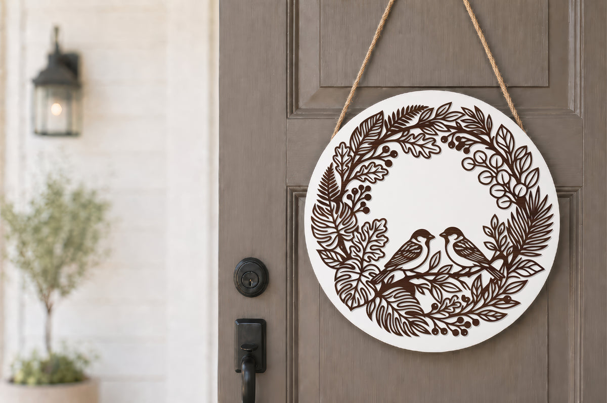 Two Birds Woodland Wreath SVG